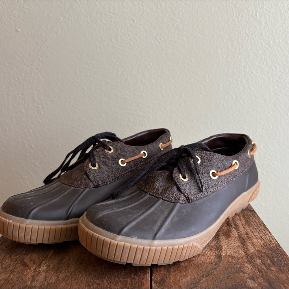 Brown and Black Micheal Kors Duck Boots